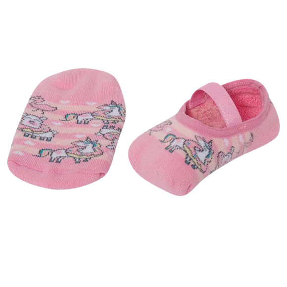 Meia Sapatilha Rosa Unicórnio Atoalhado Bebê Tip Top