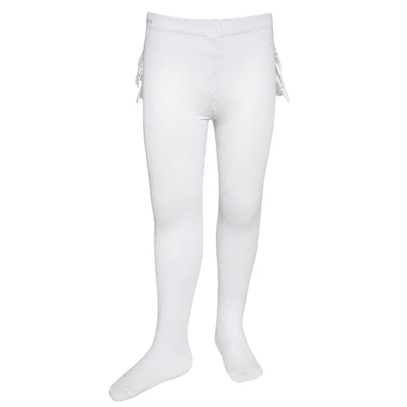 Meia Calça Lisa Individual Com Babados Em Laise Branco Tip Top