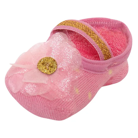Meia Sapatilha Rosa Aplique Frufru Toddler Tip Top