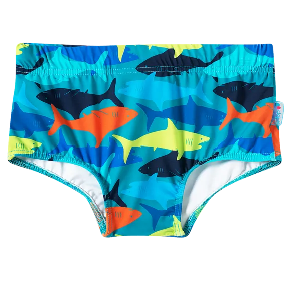 Sunga Praia Tubarão Colorido Elastano Toddler Proteção Uv 50+