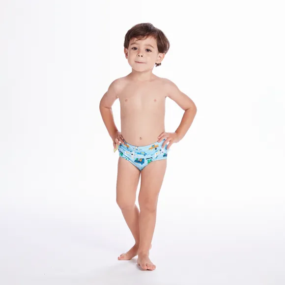 Sunga Praia Toddler Transporte Divertido Elastano Proteção Uv 50+ Tip Top