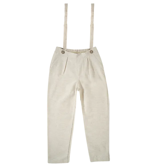Calça Toddler Batizado Com Suspensório Linho Tip Top