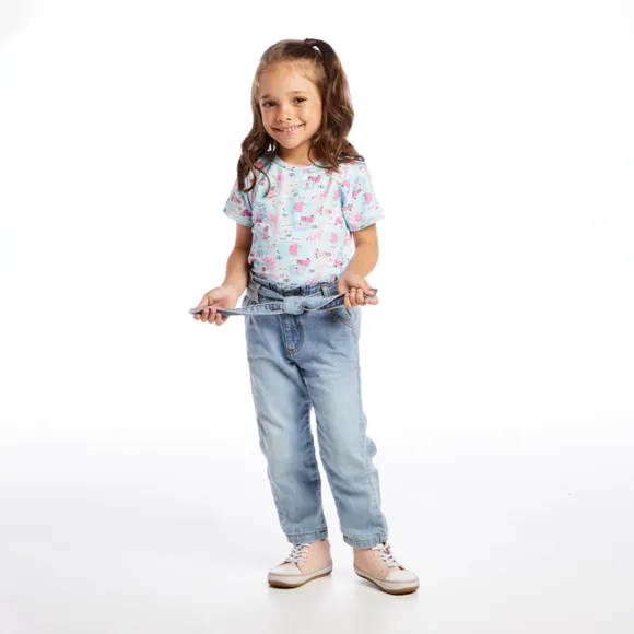 Calça Azul Claro Toddler Jeans Com Cintinho Tip Top