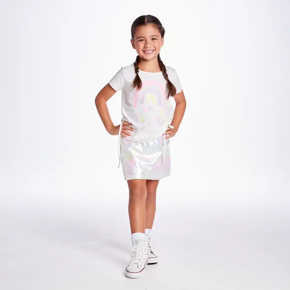 Shorts Saia Toddler Festivo Brilhante Furtacor Malha Lamê Tip Top