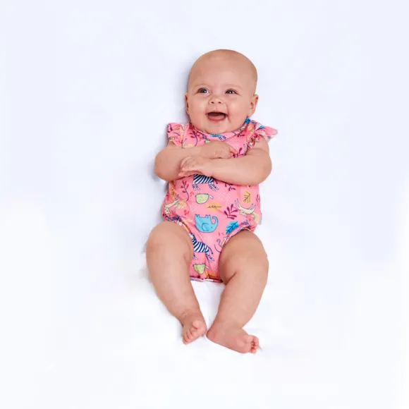 Maiô Praia Safari Rosa Elastano Toddler Proteção Uv50+ Tip Top