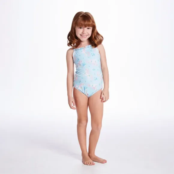 Maiô Praia Toddler Unicórnio Floral Elastano Proteção Uv 50+ Tip Top