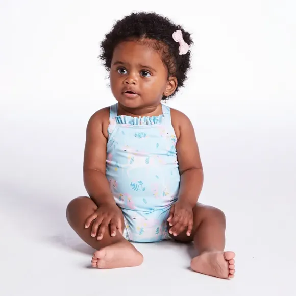 Maiô Praia Toddler Unicórnio Floral Elastano Proteção Uv 50+ Tip Top
