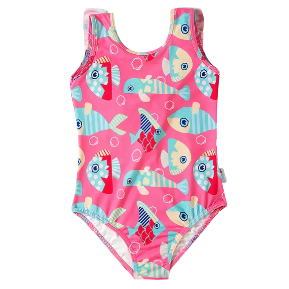 Maiô Peixes Rosa Elastano Toddler Proteção Uv 50+