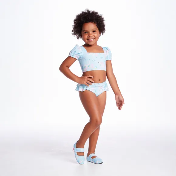 Biquíni Praia Toddler Unicórnio Floral Elastano Proteção Uv 50+ Tip Top