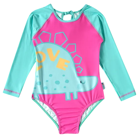 Body Praia Manga Longa Dina Love Elastano Toddler Proteção Uv 50+