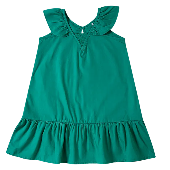 Vestido Verde Festivo Tricoline Toddler Tip Top
