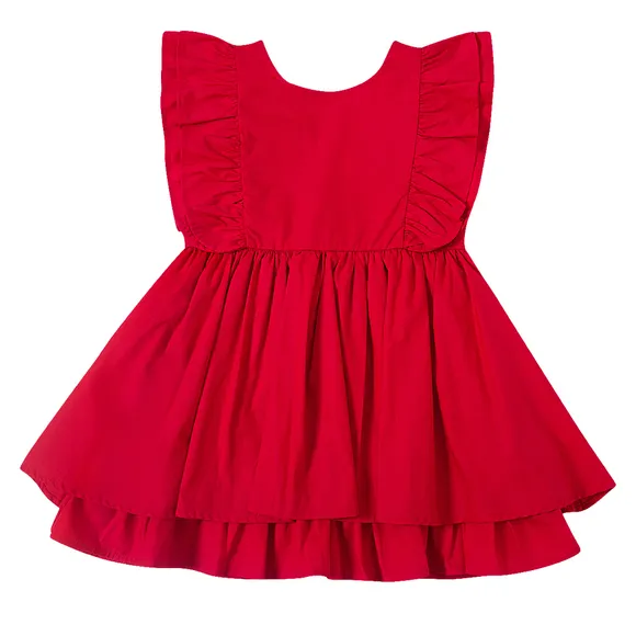 Vestido Manga Curta Batizado Tricoline Toddler Tip Top