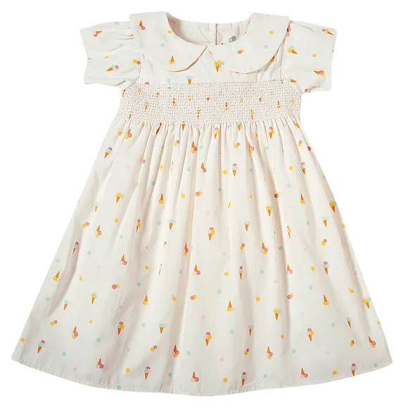 Vestido Manga Curta Sorvete Fustão Estampado Toddler Tip Top