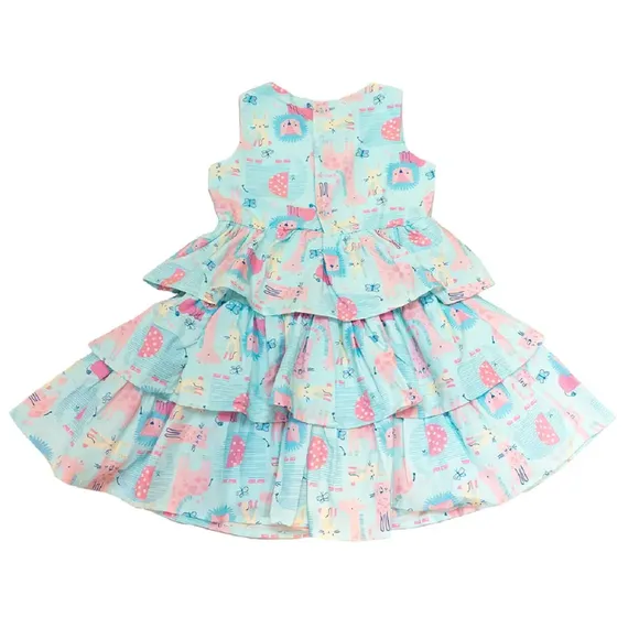 Vestido Sem Manga Toddler Zoo Tricoline Forro Em Tule Tip Top