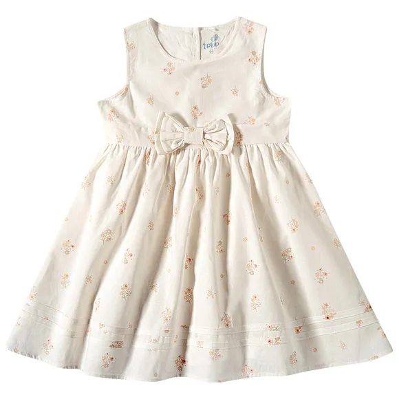 Vestido Sem Manga Toddler Floral Tricoline Tip Top