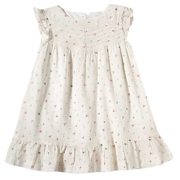 Vestido Manga Curta Toddler Flores Do Campo Linho Tip Top