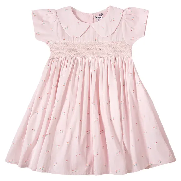Vestido Manga Curta Toddler Rosa Fustão Estampado Tip Top