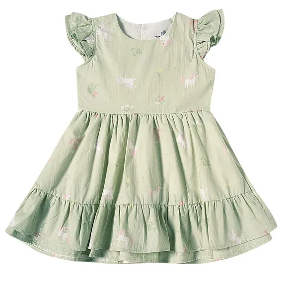 Vestido Manga Curta Toddler Unicórnio Tricoline Tip Top