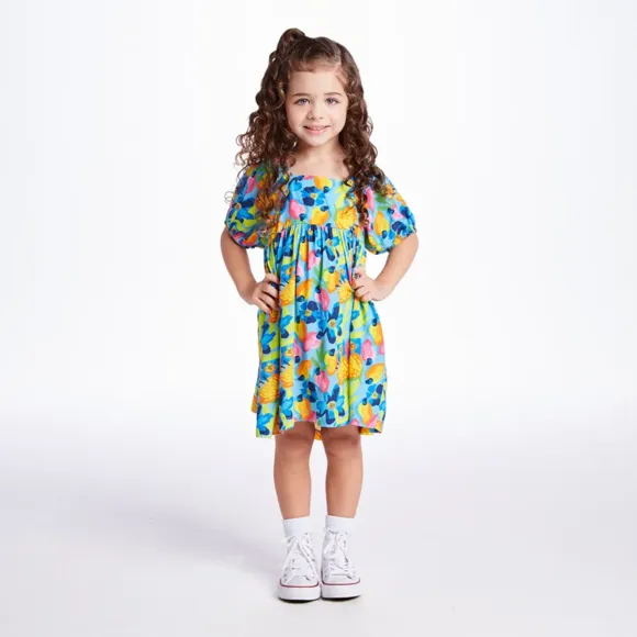 Vestido Manga Curta Toddler Summer Caju Viscose Tip Top