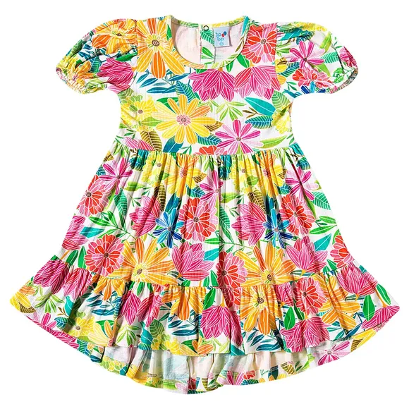 Vestido Manga Curta Toddler Malha Viscose Tip Top
