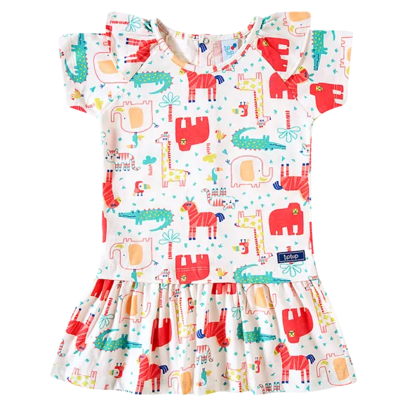 Vestido Zoo Meia Malha Toddler Tip Top