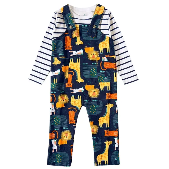 Jardineira Longa Com Camiseta Toddler Zoo Suedine Tip Top