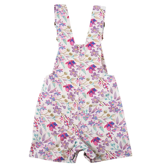 Jardineira Curta Floral Sarja Estampada Toddler Tip Top