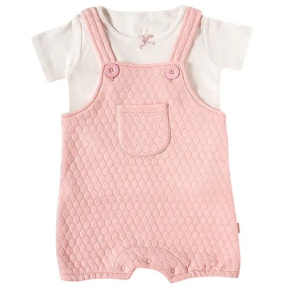 Jardineira Curta Com Blusa Toddler Lisa Meia Malha Tip Top