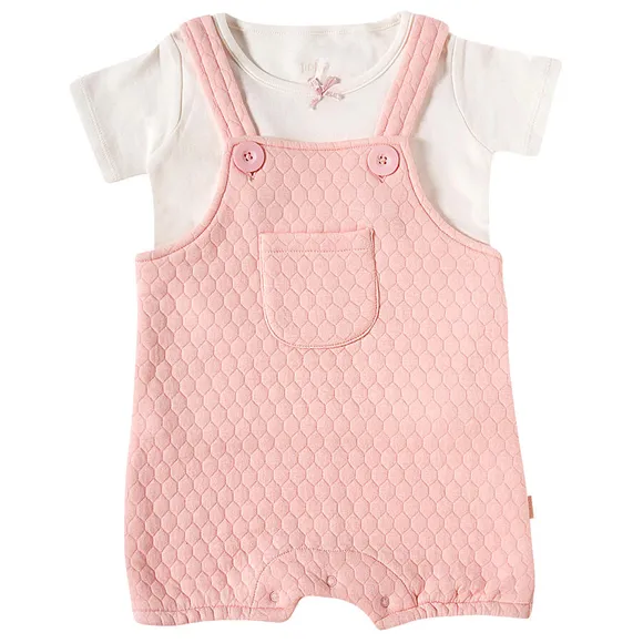 Jardineira Curta Com Blusa Toddler Lisa Meia Malha Tip Top