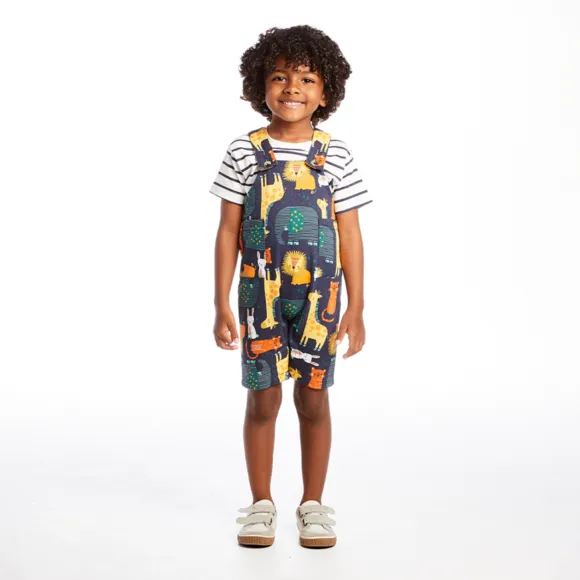 Jardineira Curta Com Camiseta Toddler Zoo Suedine Tip Top