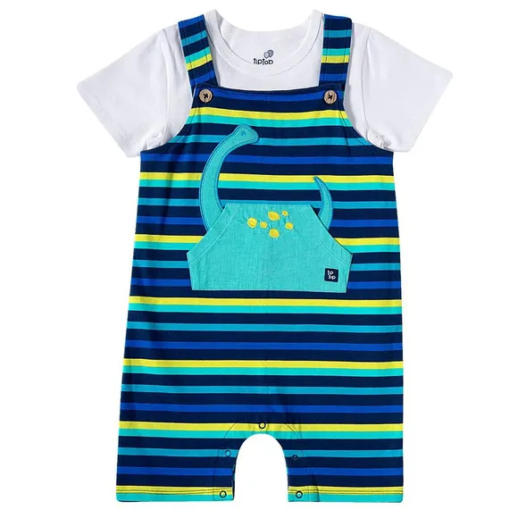 Jardineira Com Camiseta Manga Curta Toddler Dino Cotton Tip Top