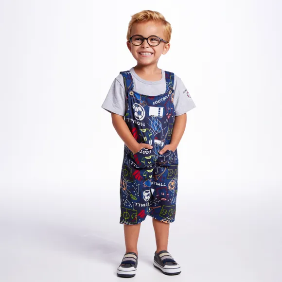 Jardineira Com Camiseta Toddler Football Cotton Tip Top