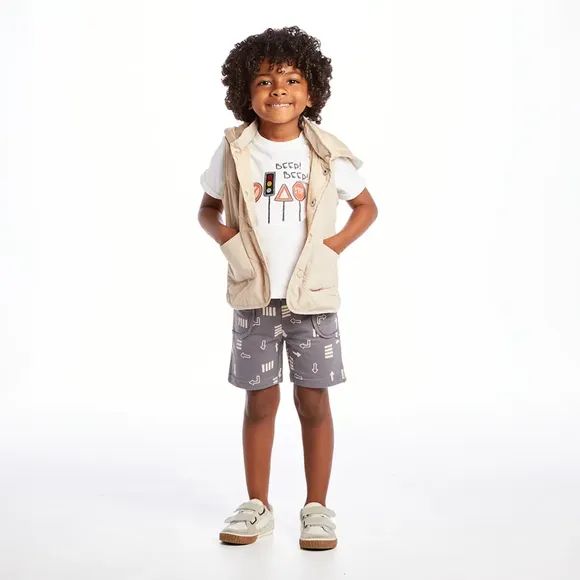 Colete Com Capuz Toddler Liso Microfibra Tip Top