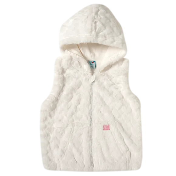 Colete Com Capuz Estampa Lisa Pelúcia Toddler Tip Top