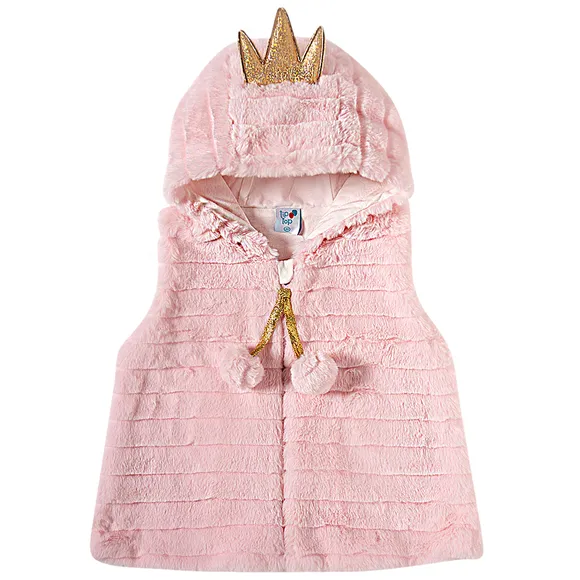 Colete Toddler Com Aplique Coroa Pelúcia Tip Top
