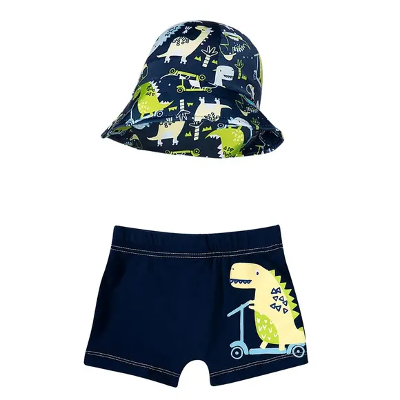Shorts Praia Com Chapéu Dino Elastano Toddler Uv50+ Tip Top