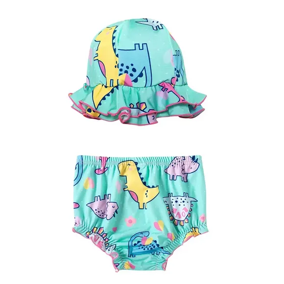 Bundinha Com Chapéu Praia Dina Love Elastano Toddler Proteção Uv 50+
