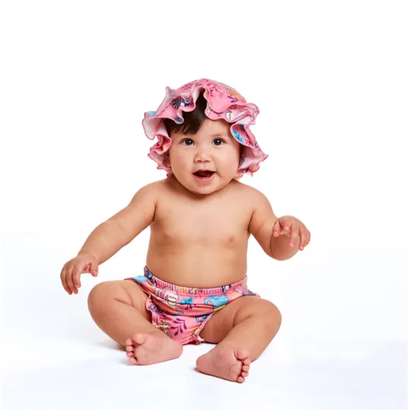 Bundinha Com Chapéu Safari Rosa Elastano Toddler Uv50+ Tip Top