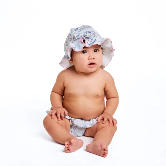 Bundinha Com Chapéu Praia Pool Party Elastano Toddler Proteção Uv50+ Tip Top