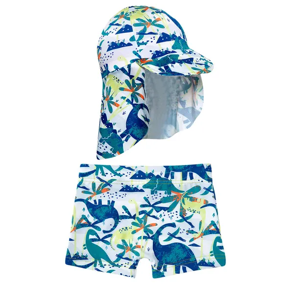 Shorts E Boné Praia Toddler Dino Floresta Elastano Proteção Uv 50+ Tip Top