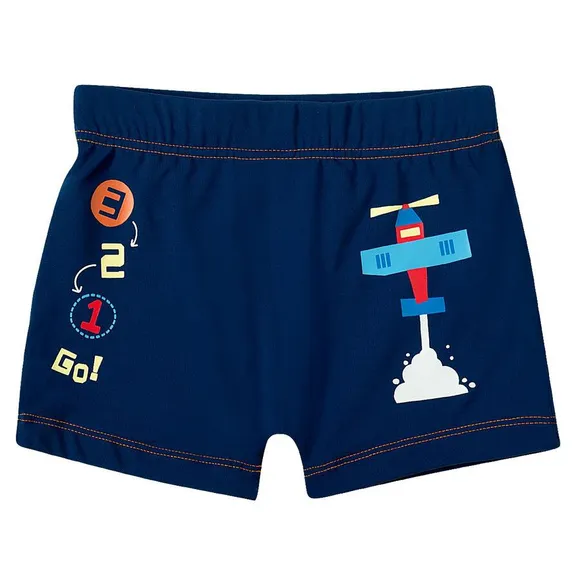 Shorts Praia Toddler Aviãozinho Elastano Proteção Uv 50+ Tip Top