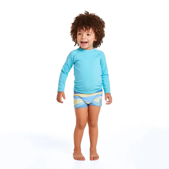 Shorts Praia Ondas Surf Elastano Toddler Proteção Uv50+ Tip Top