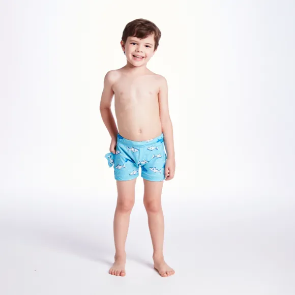 Shorts Praia Toddler Peixes Oceano Elastano Proteção Uv 50+ Tip Top