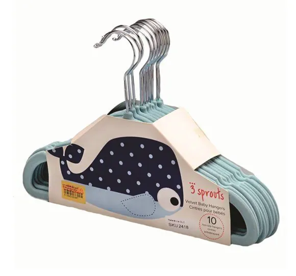 Kit 10 Cabides Veludo Azul 3 Sprouts