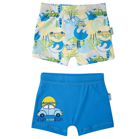 Kit Praia 2 Shorts Ondas Surf Lycra Toddler Proteção Uv50+ Tip Top