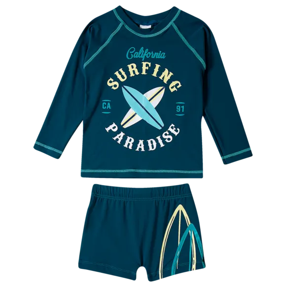 Conjunto Praia Folhagem Elastano Toddler Proteção Uv 50+