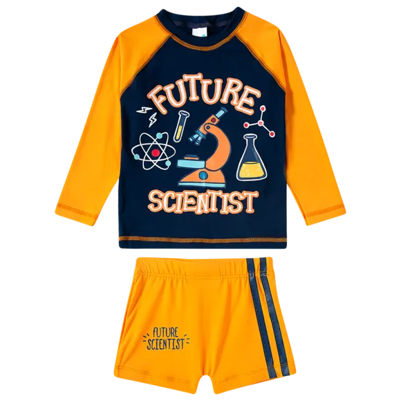 Conjunto Praia Cientista Elastano Toddler Proteção Uv 50+