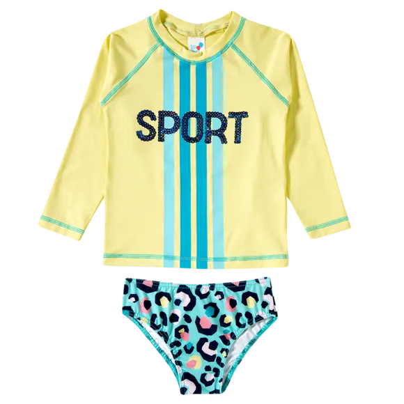 Conjunto Praia Onça Verde Lycra Toddler Proteção Uv 50+