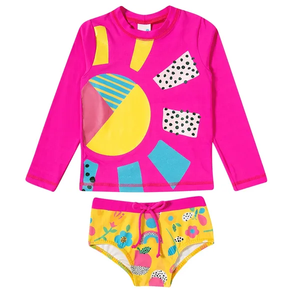 Conjunto Praia Jardim Amarelo Elastano Toddler Uv50+ Tip Top