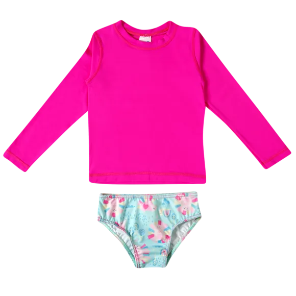 Conjunto Praia Lolô Elastano Toddler Proteção Uv50+ Tip Top
